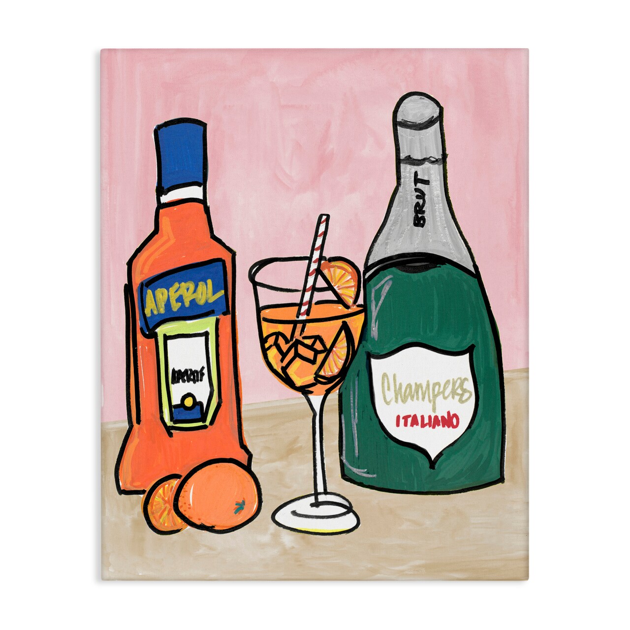 Stupell Industries Aperol And Champagne Canvas, design by NOLA JAMES